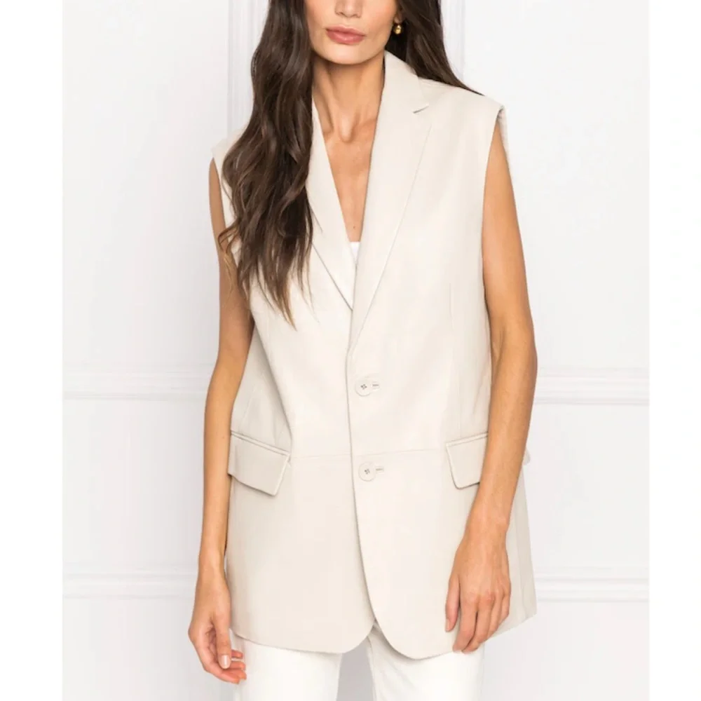 NWT Lamarque 100% Leather Vest in Cream